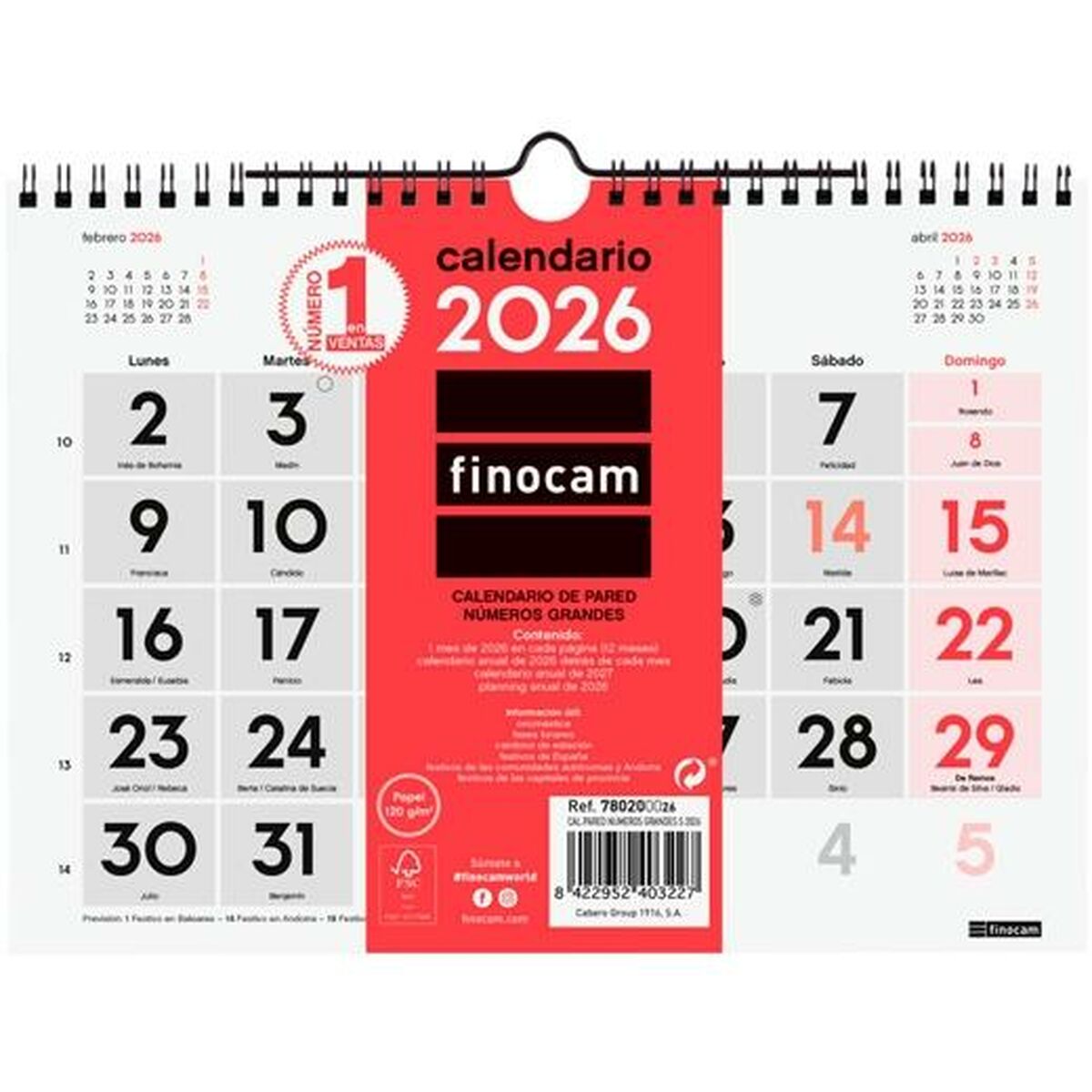 Wall calendar Finocam A5 Paper 2026 21 x 15 cm Wall calendar Finocam A5 Paper 2026 21 x 15 cm
