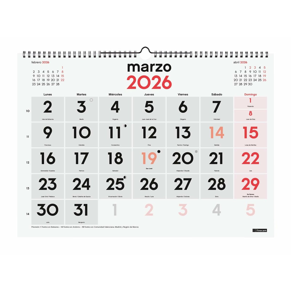 Wall calendar Finocam Paper 43 x 31 cm