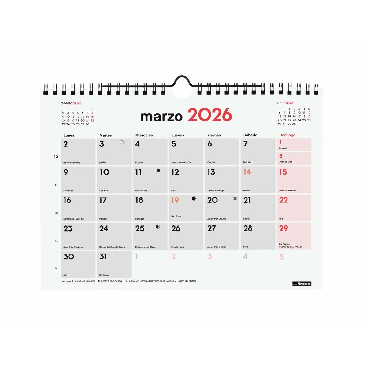 Wall calendar Finocam Paper 21 x 15 cm