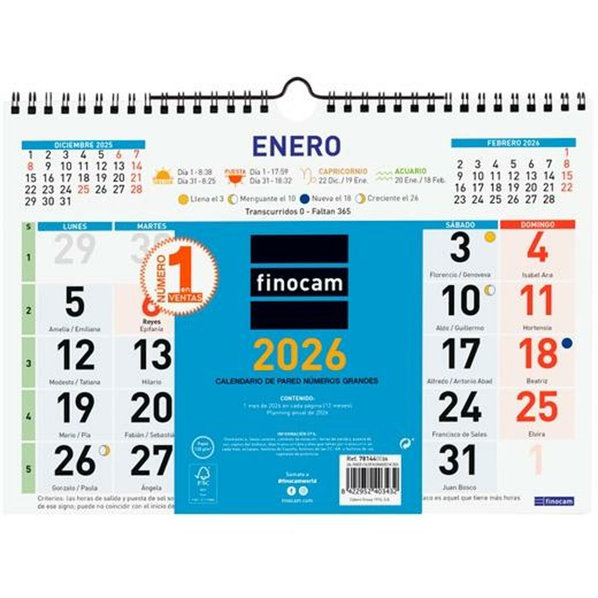 Wall calendar Finocam Multicolour Paper 2026 30 x 21 cm Wall calendar Finocam Multicolour Paper 2026 30 x 21 cm