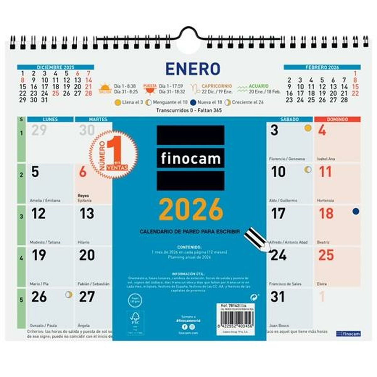 Wall calendar Finocam Multicolour Paper 30 x 24,7 cm