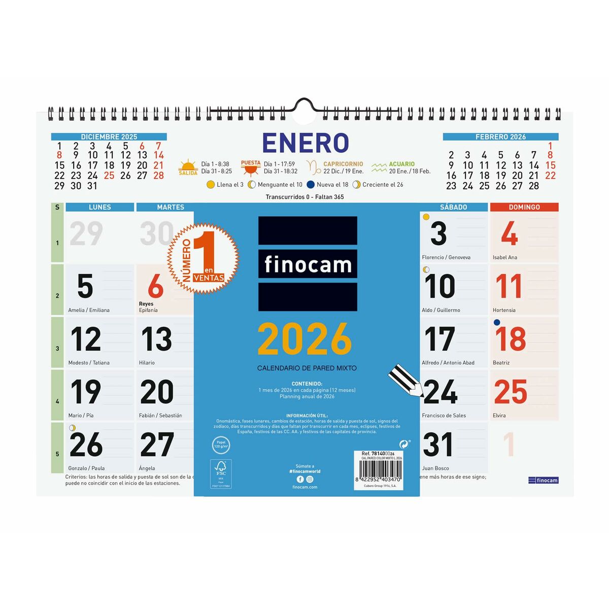 Wall calendar Finocam Multicolour Paper 43 x 31 cm Wall calendar Finocam Multicolour Paper 43 x 31 cm