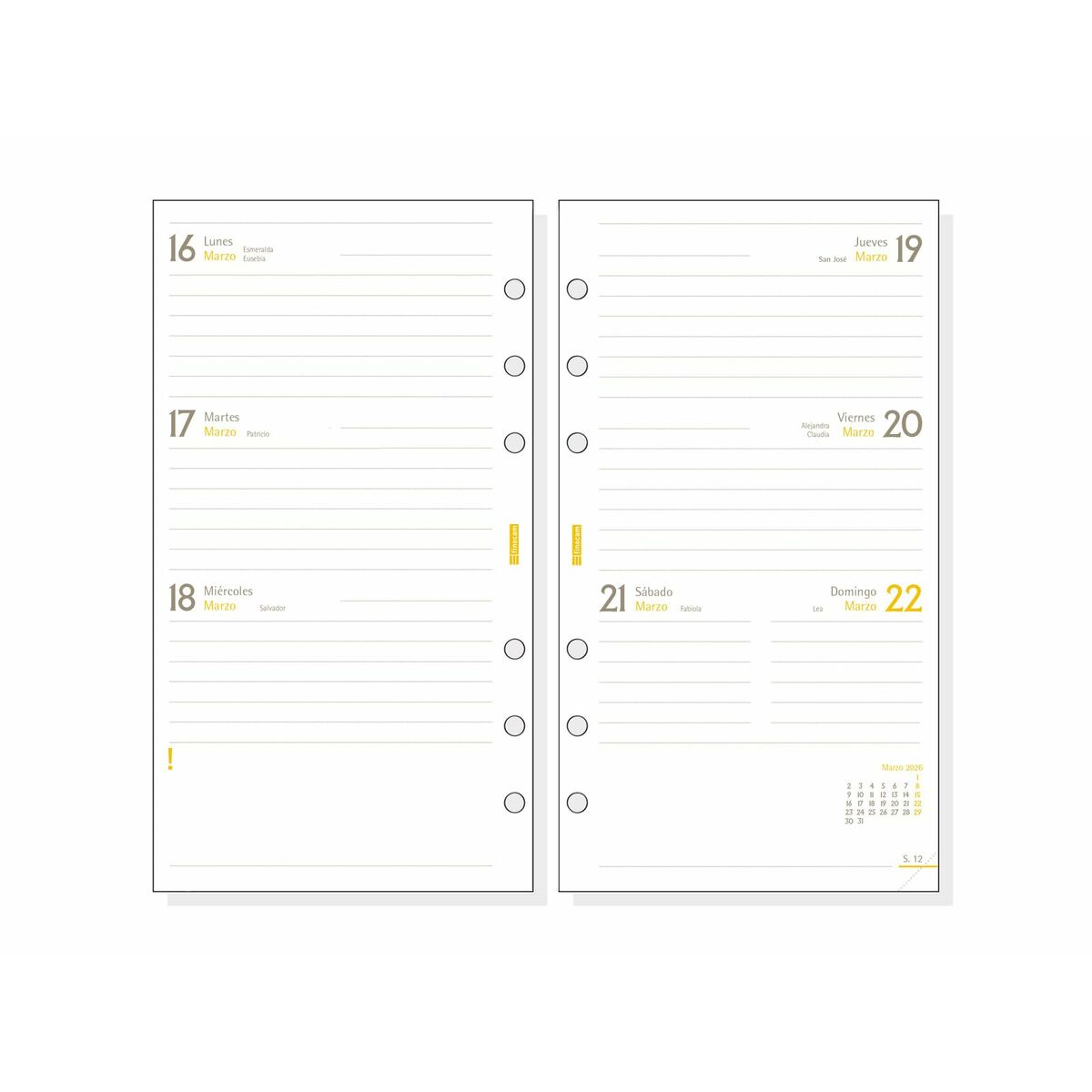 Diary Refill Finocam C999 2026 9,4 x 17,1 cm