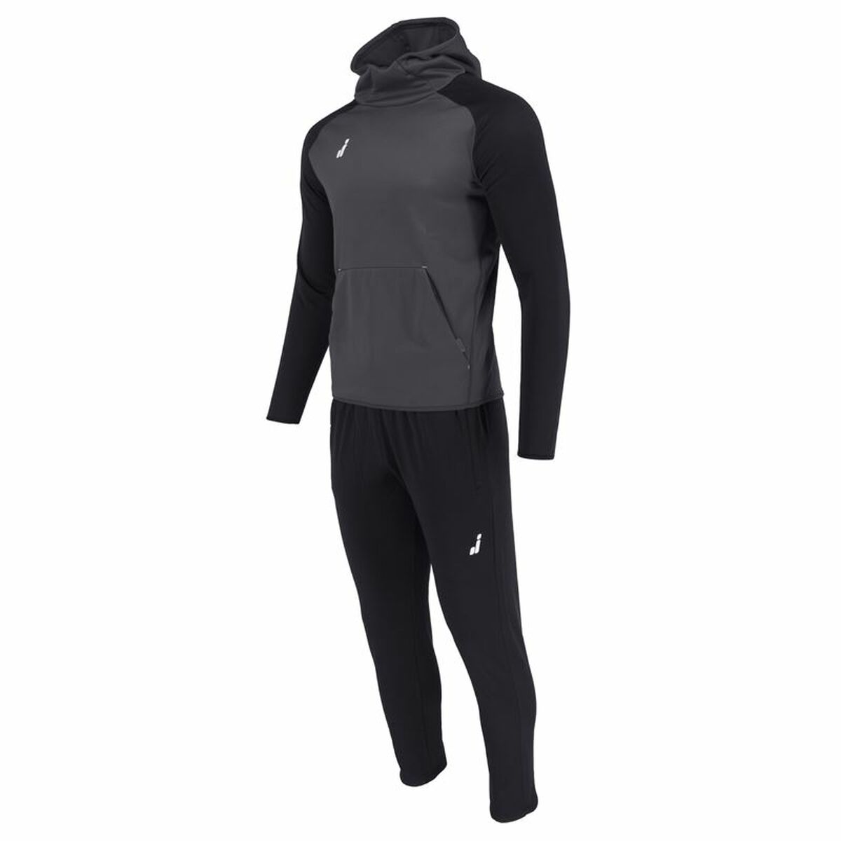 Tracksuit for Adults Joluvi Hood Ran Black Grey Men Tracksuit for Adults Joluvi Hood Ran Black Grey Men