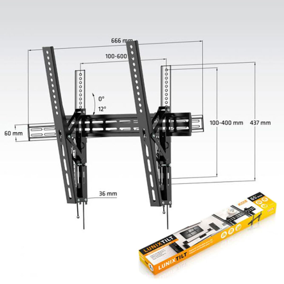 Fixed TV Support Axil 0571E 32″-65″ 35 Kg Black