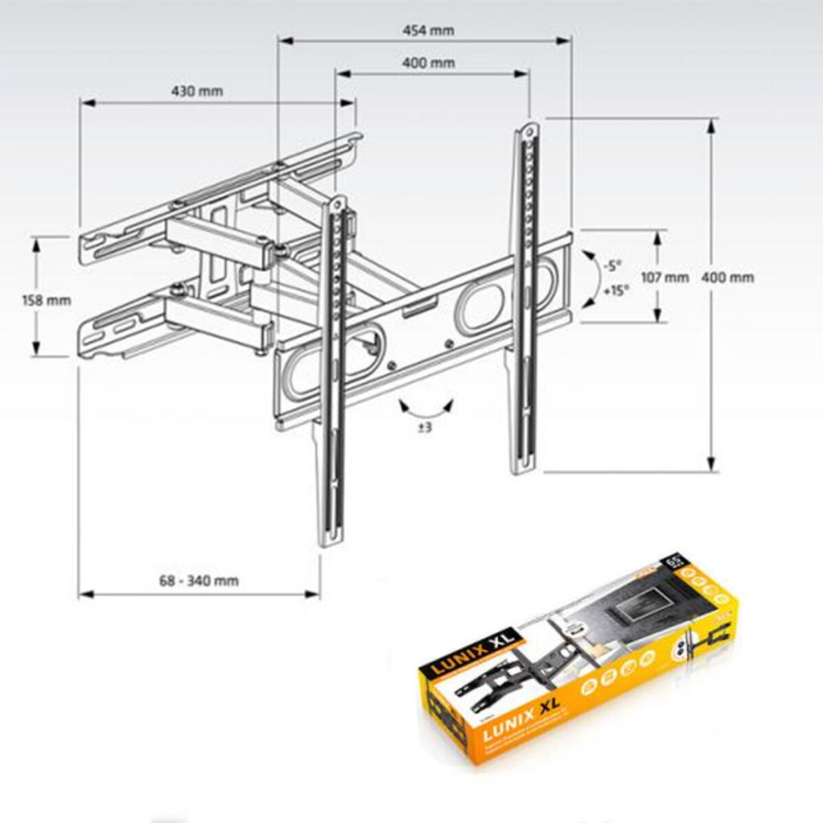 TV Wall Mount with Arm Axil AC0593E 26″-65″ 30 Kg 26″ 30 Kg