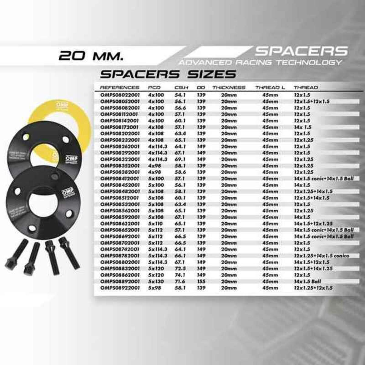 Separator Set OMP OMPS08112001 PCD 4×100