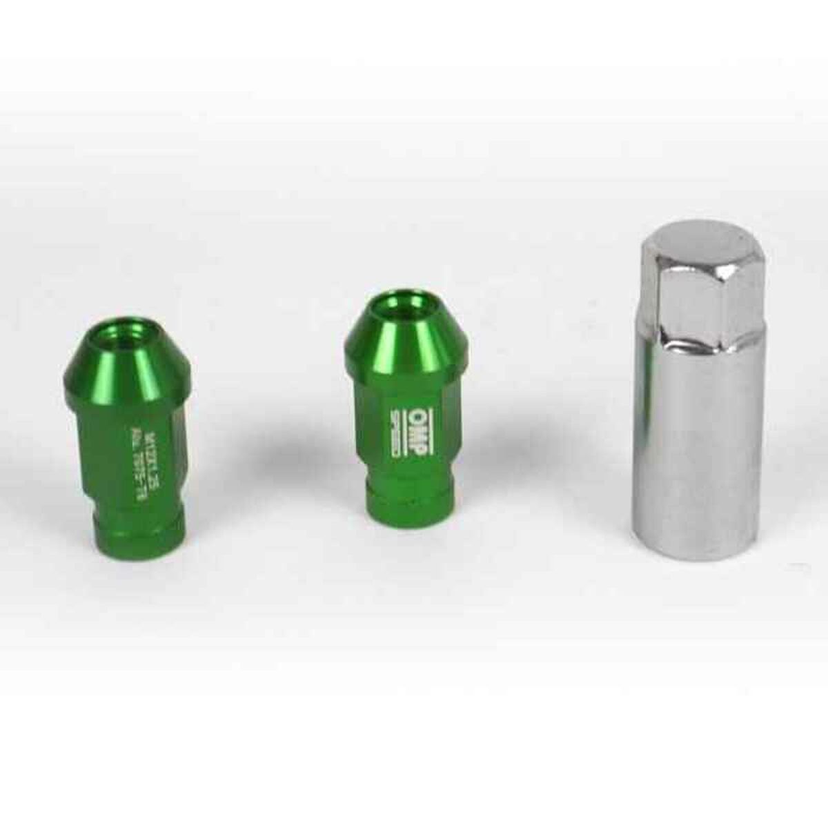 Set Nuts OMP 7075 40 mm M12 x 1,50 20 uds Green Set Nuts OMP 7075 40 mm M12 x 1,50 20 uds Green