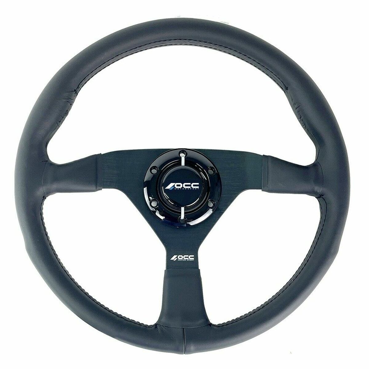Racing Steering Wheel OCC Motorsport OCCVOL014 Black Leather 350 mm Racing Steering Wheel OCC Motorsport OCCVOL014 Black Leather 350 mm