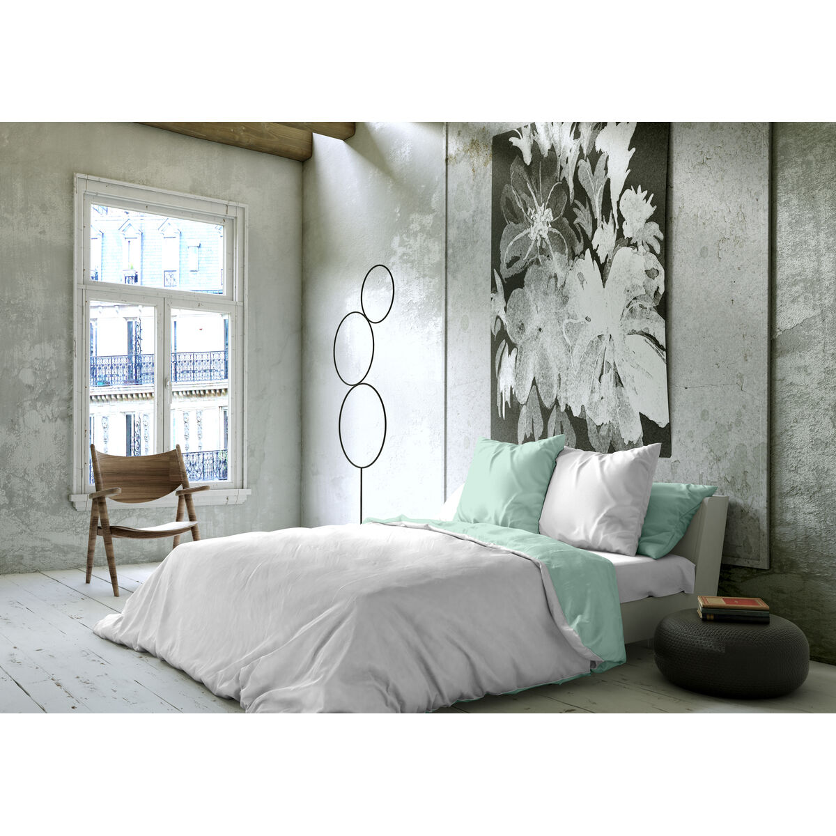 Nordic cover Naturals FUNDA NORDICA BICOLOR REVERSIBLE White Green 200 x 200 cm Reversible