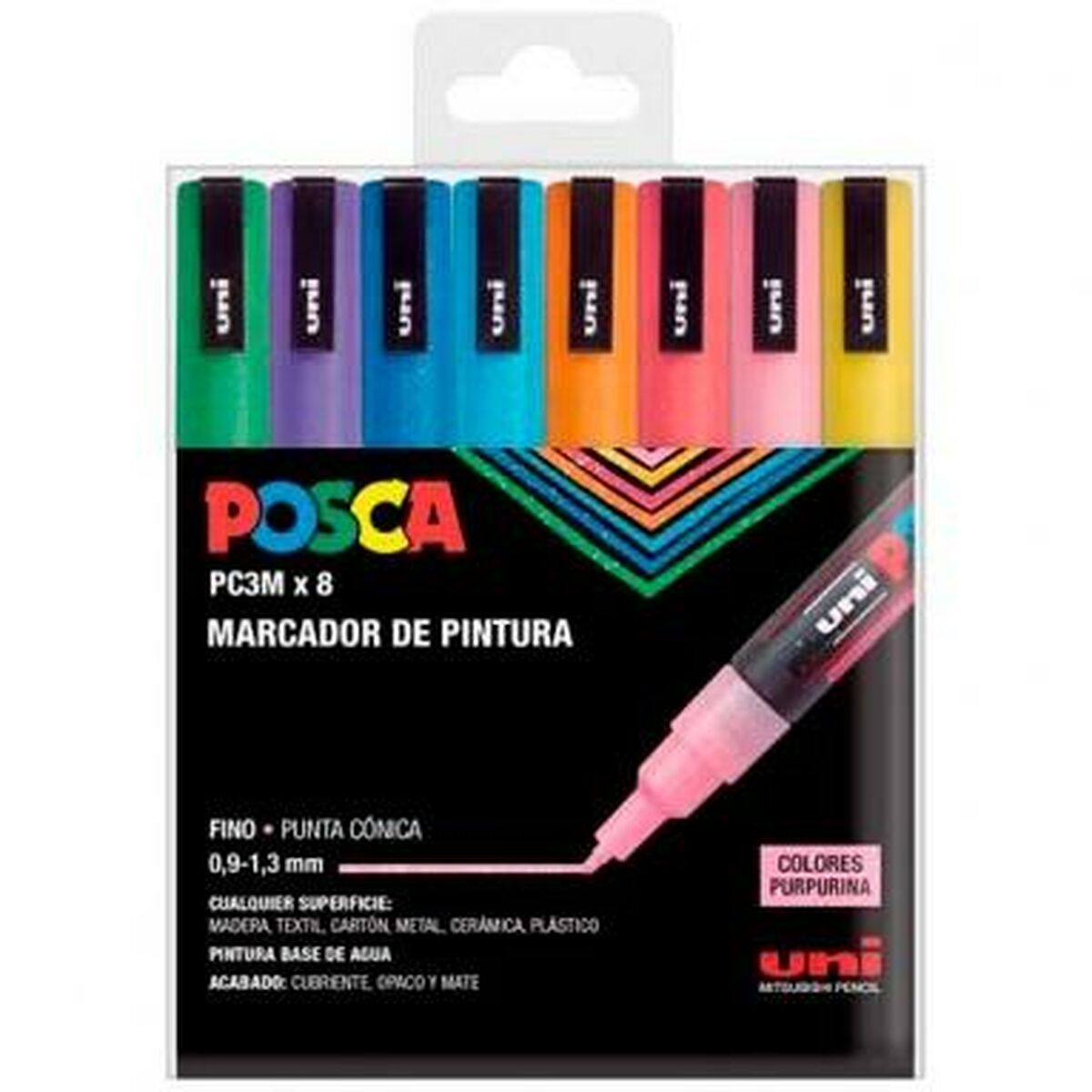 Set of Markers Uni-Ball PC-3M 8 Pieces Multicolour