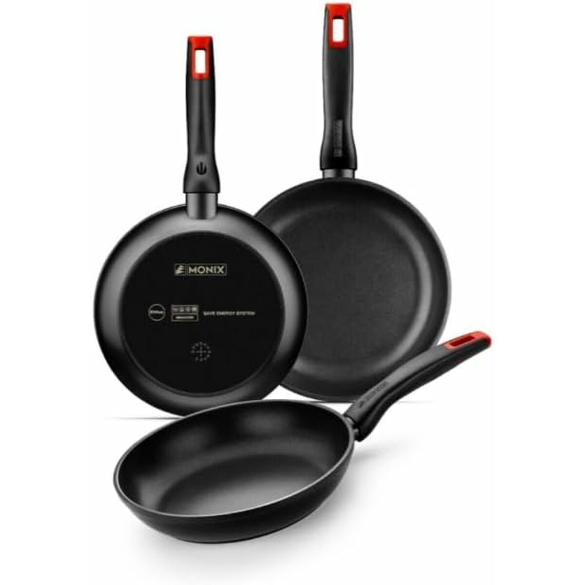 Set of Frying Pans Monix PRO Black 3 Pieces Set of Frying Pans Monix PRO Black 3 Pieces