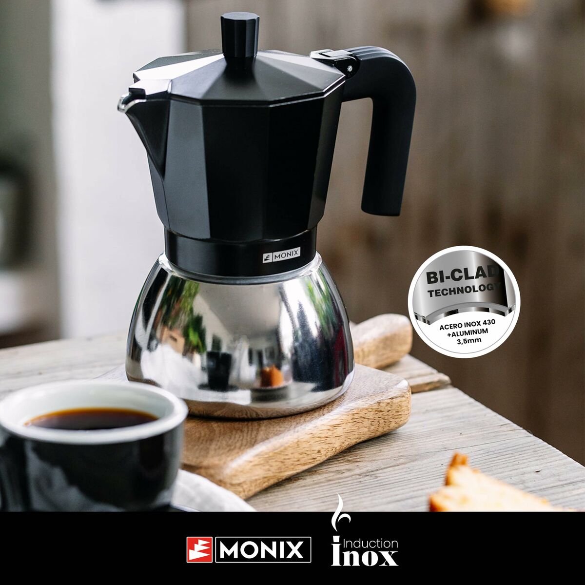 Italian Coffee Pot Monix INOX BLACK 9T Black 470 ml