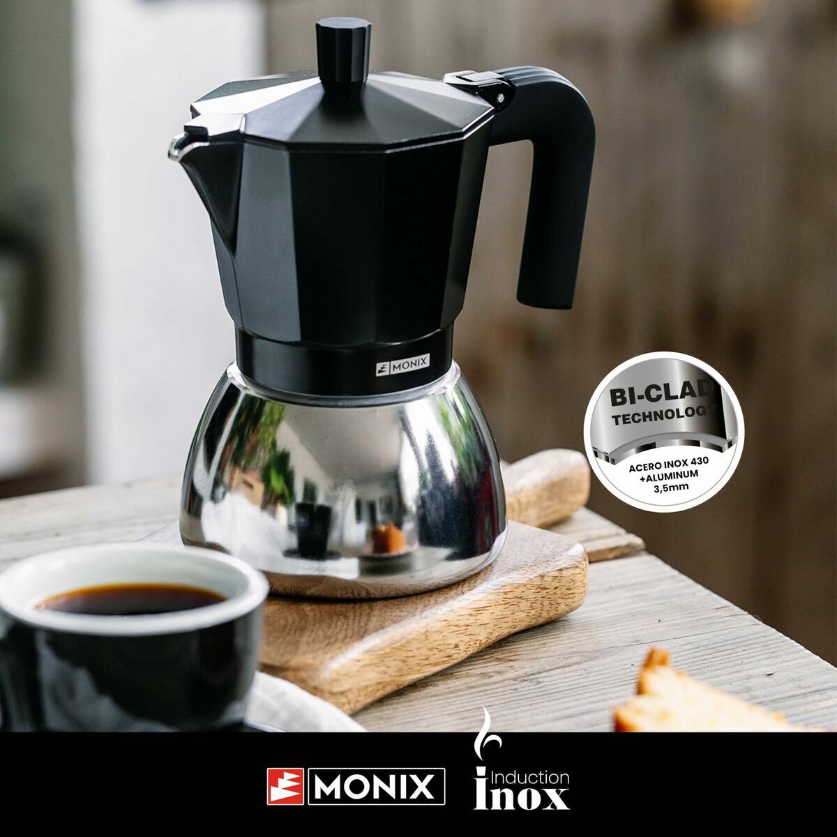 Italian Coffee Pot BRA INOX BLACK 9T Black 470 ml