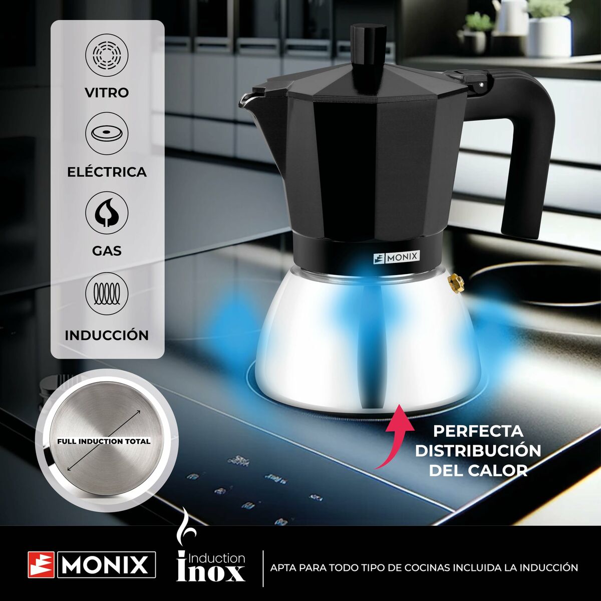 Italian Coffee Pot Monix INOX BLACK 9T Black 470 ml