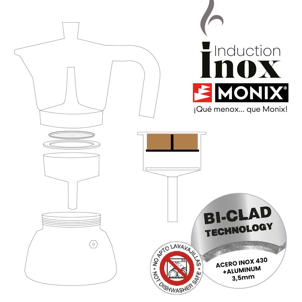 Italian Coffee Pot BRA INOX RED 3T Red