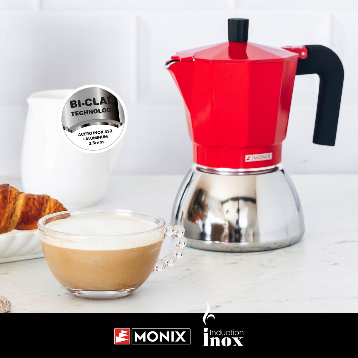 Italian Coffee Pot BRA INOX RED 3T Red
