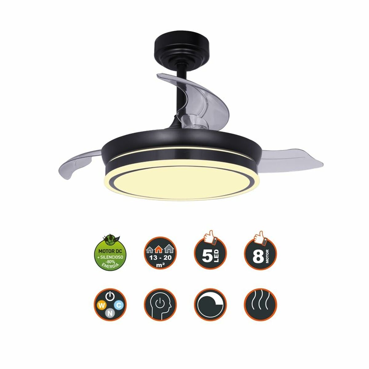 Ceiling Fan CristalRecord 85-065-46-180 Black 45 W  92 cm
