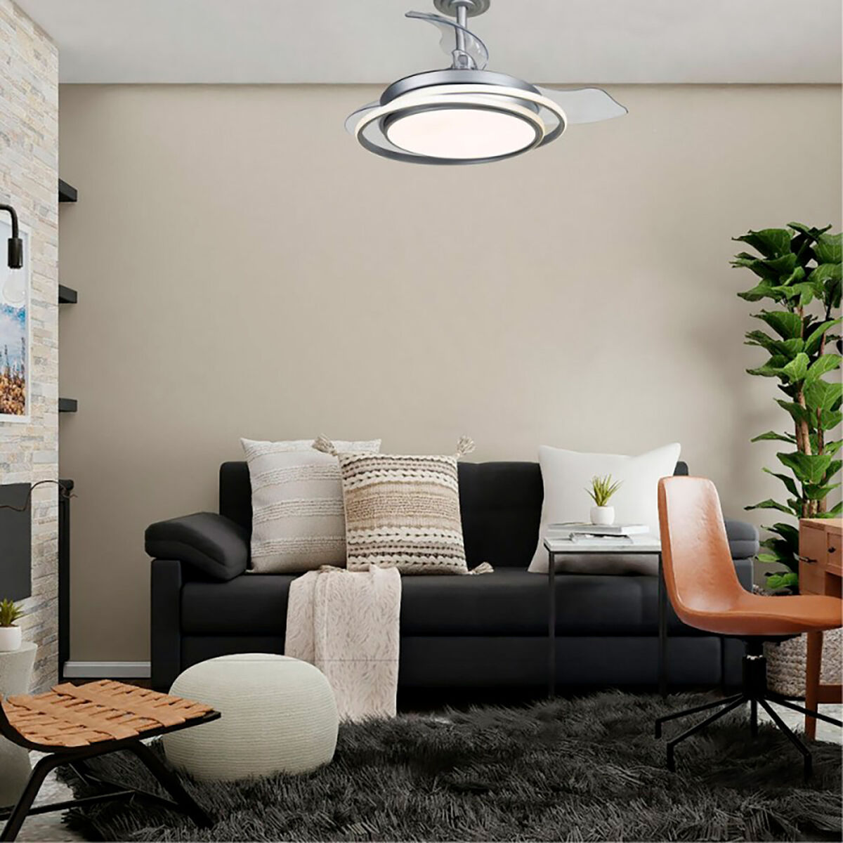 Ceiling Fan CristalRecord Silver 35 W (3000 K) (4000 K)