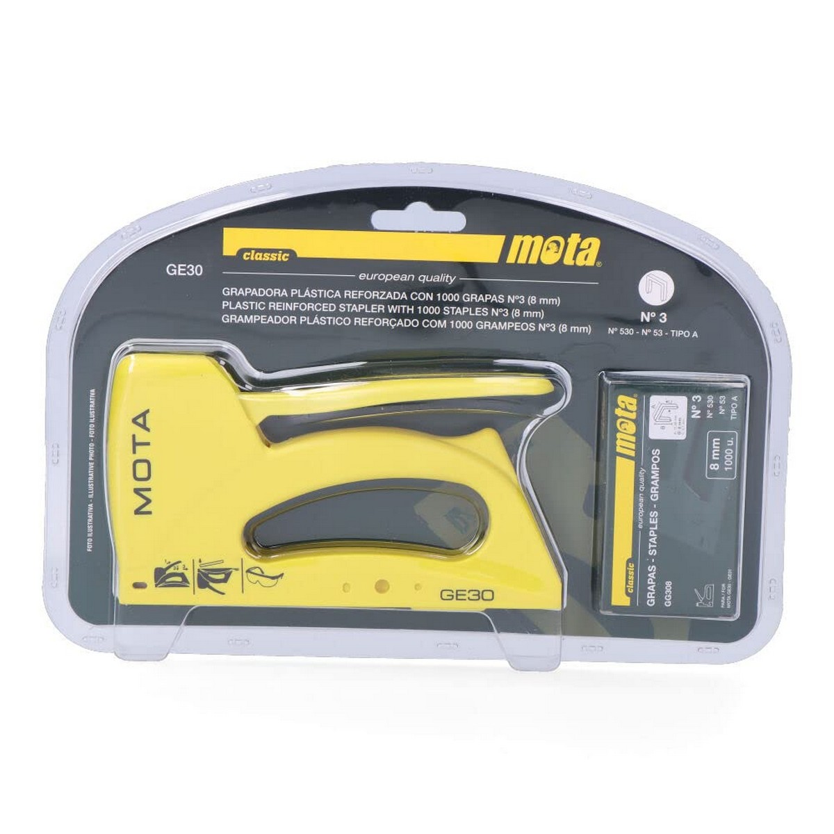 Stapler Mota GE30 Classic NÂº3 1000 Staples Yellow 8 mm