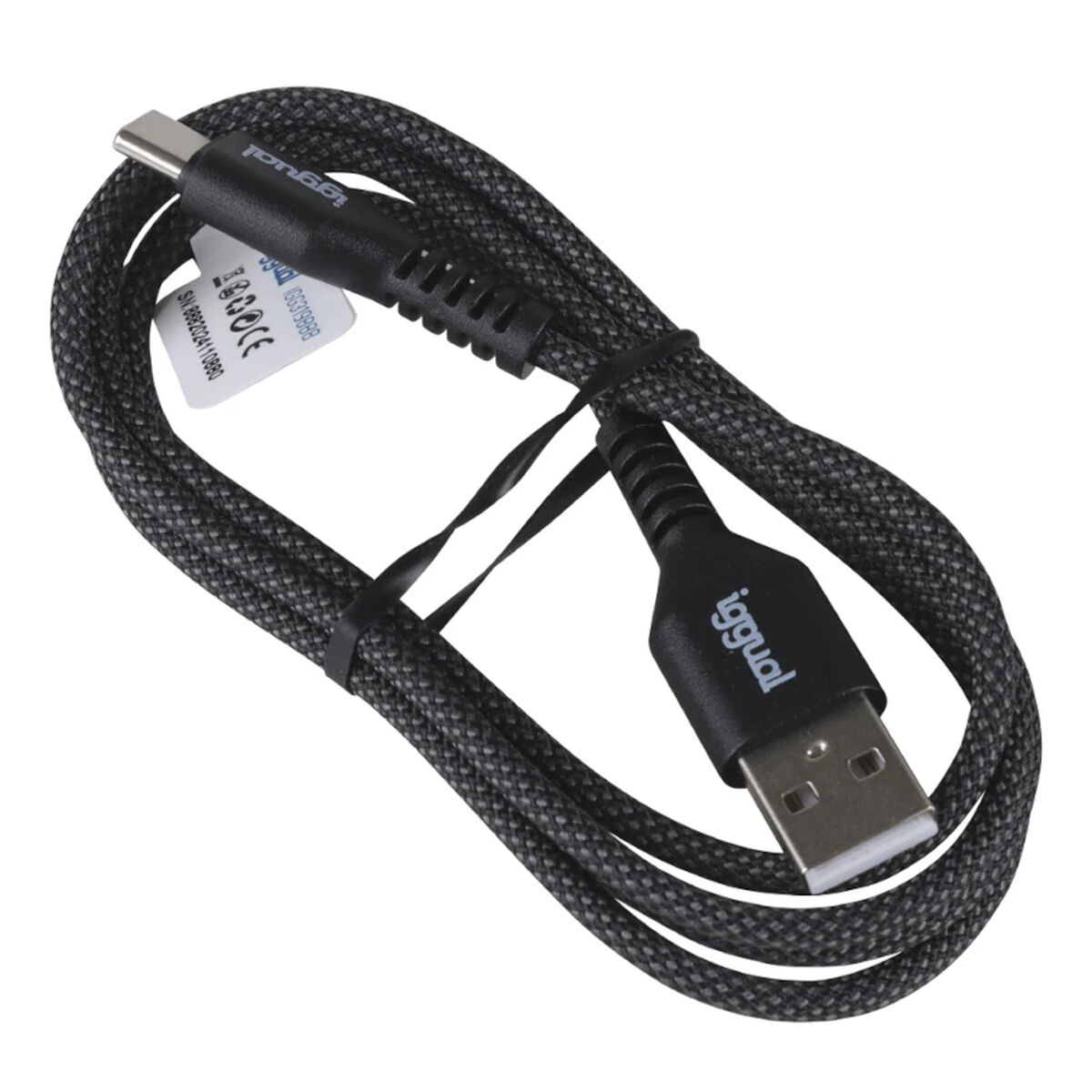 USB A to USB-C Cable iggual IGG319888 Black