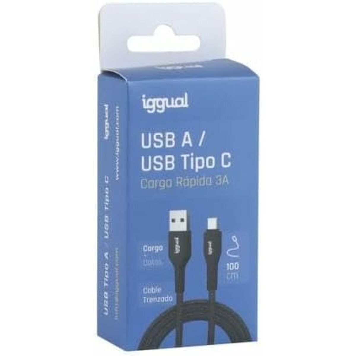 USB A to USB-C Cable iggual IGG319888 Black