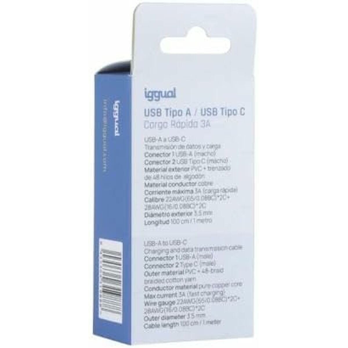 USB A to USB-C Cable iggual IGG319888 Black