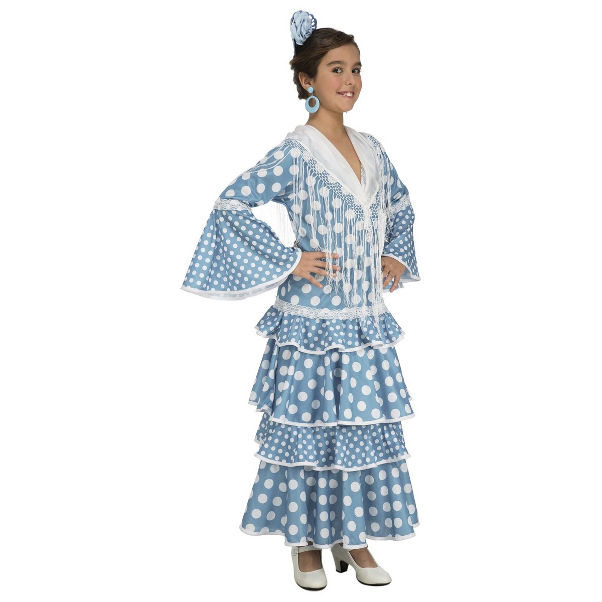 Costume for Children My Other Me Huelva Flamenco Dancer 7-9 Years Turquoise Costume for Children My Other Me Huelva Flamenco Dancer 7-9 Years Turquoise