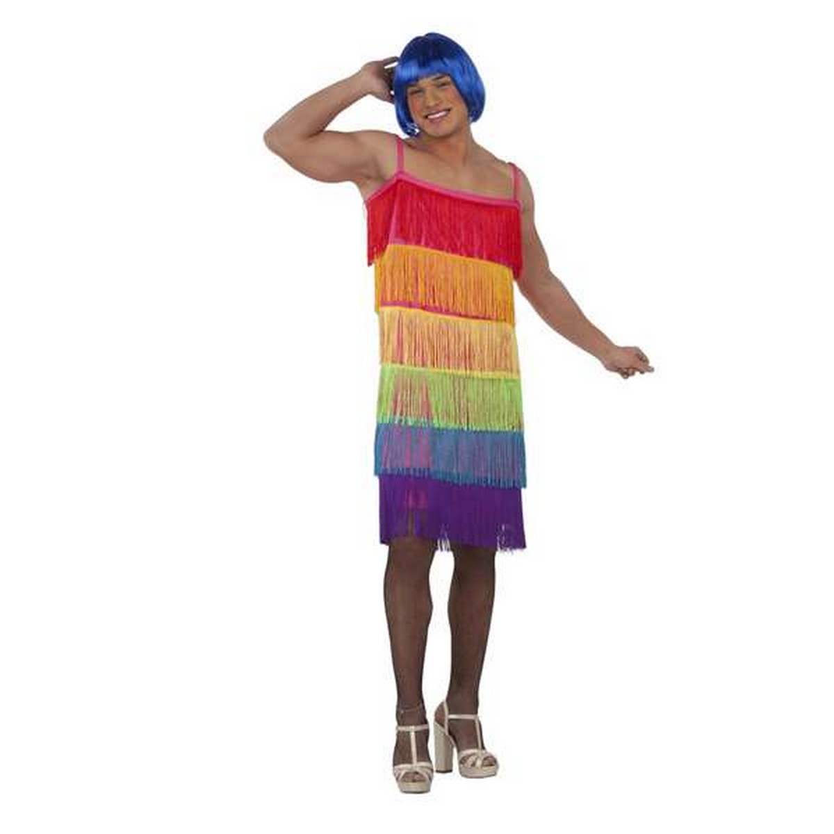 Costume for Adults My Other Me Rainbow Multicolour Dress With tassles Size 54 Costume for Adults My Other Me Rainbow Multicolour Dress With tassles Size 54