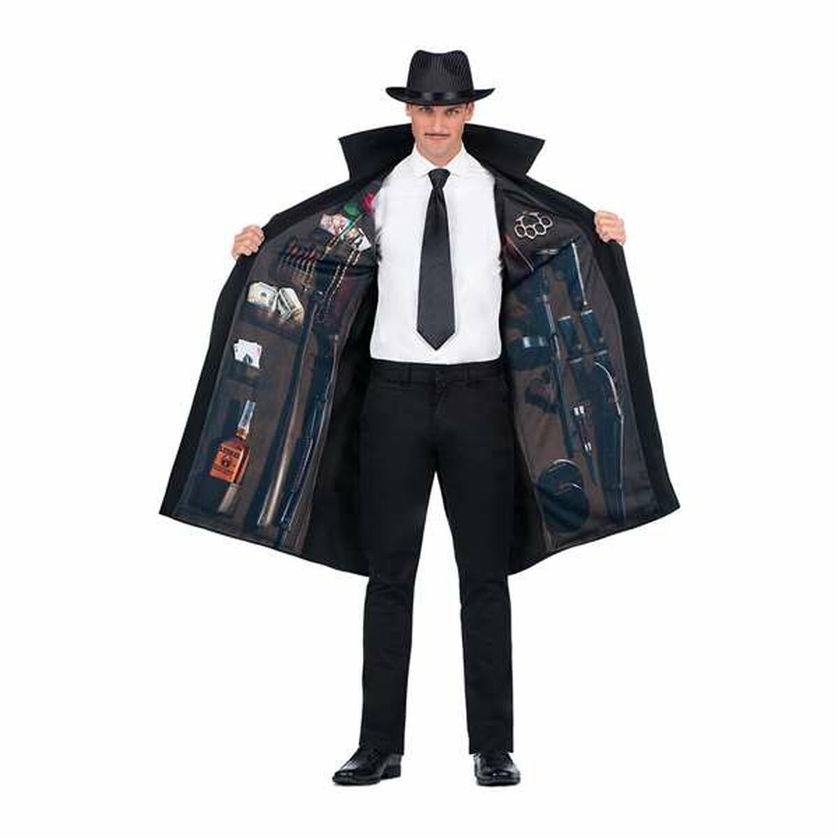 Costume for Adults My Other Me One size 2 Pieces Mafioso Black Costume for Adults My Other Me One size 2 Pieces Mafioso Black