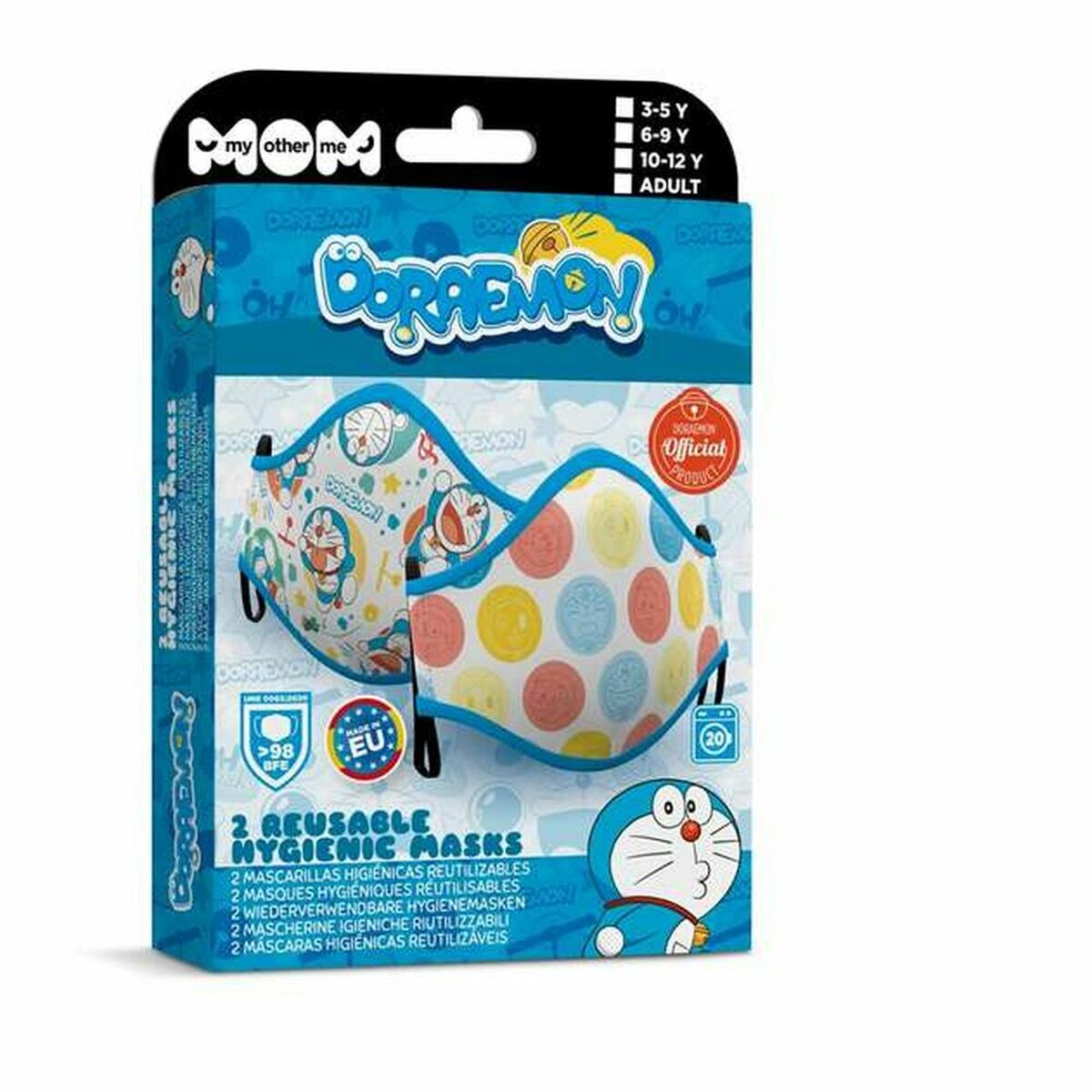 Hygienic Reusable Fabric Mask My Other Me Doraemon Premium 10-12 Years Hygienic Reusable Fabric Mask My Other Me Doraemon Premium 10-12 Years