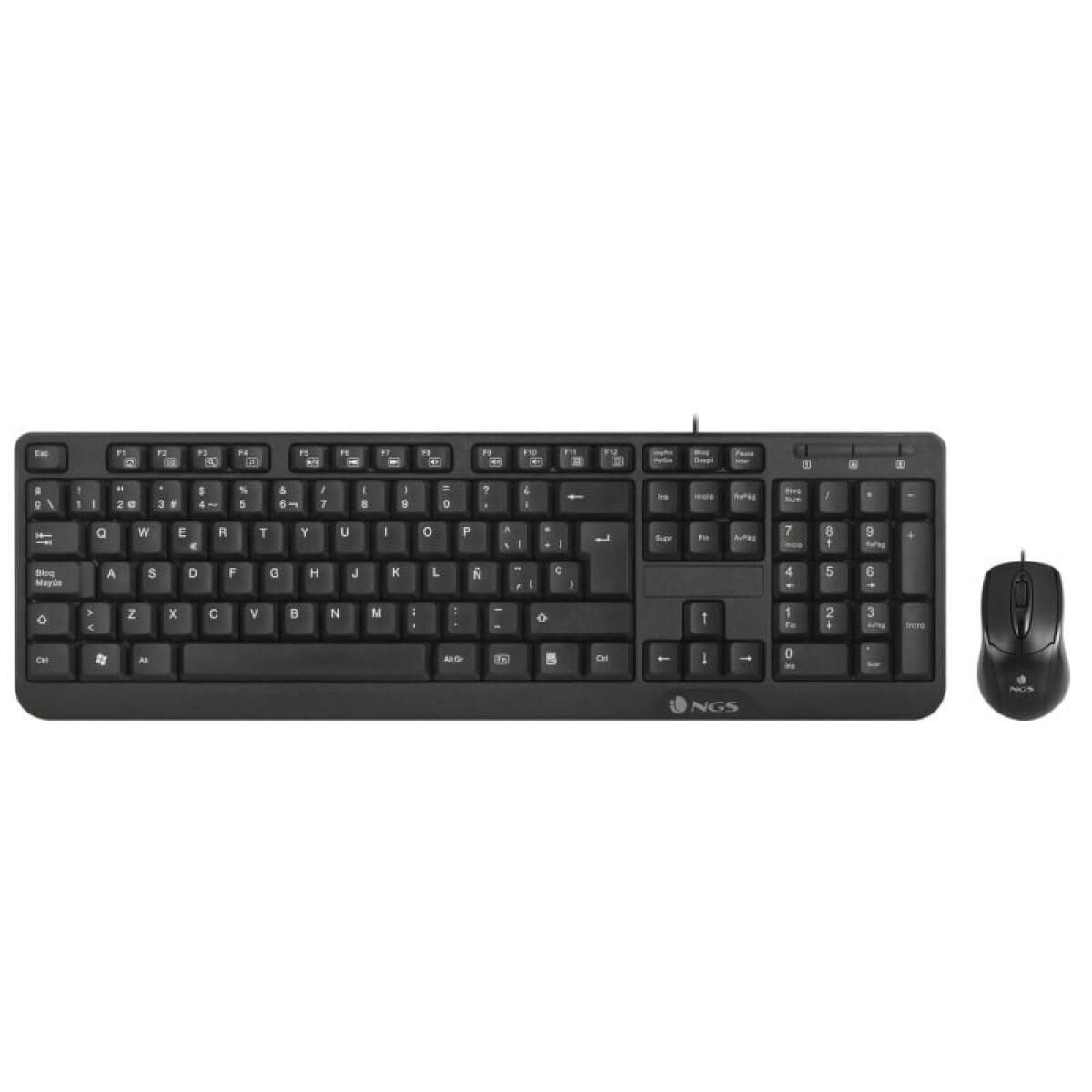 Keyboard and Optical Mouse NGS Cocoa Kit Cocoa Kit Black Spanish Qwerty