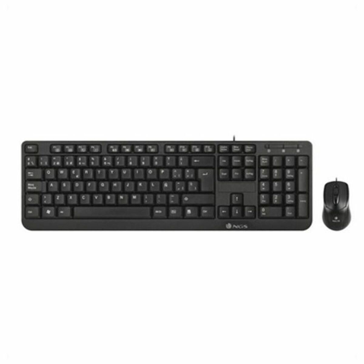 Keyboard and Optical Mouse NGS Cocoa Kit Cocoa Kit Black Spanish Qwerty