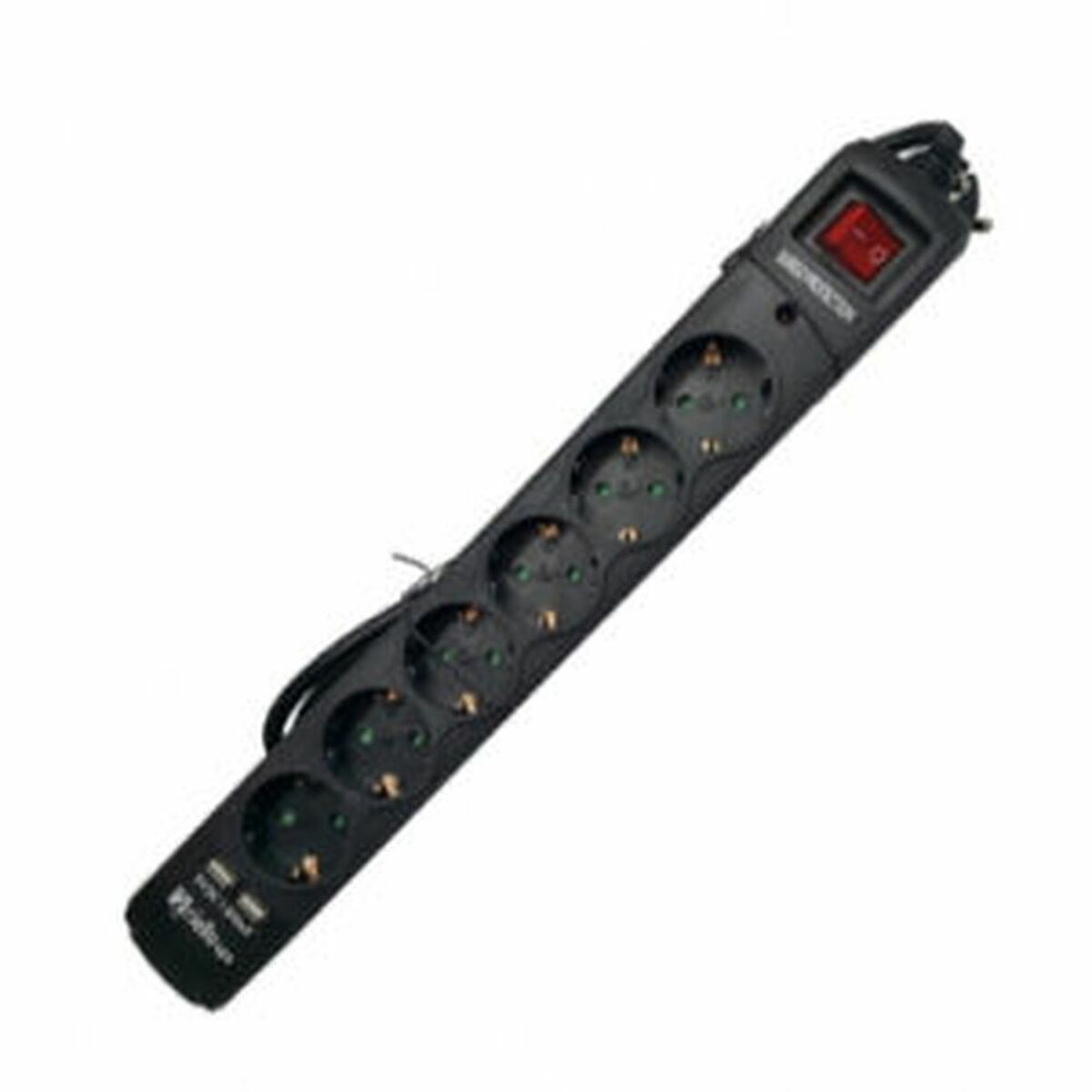 Power Socket – 6 Sockets with Switch Riello THUNDER 6002 USB Black