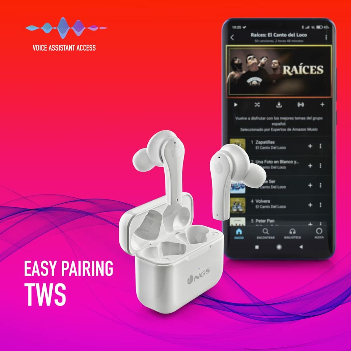 Bluetooth Headphones NGS ARTICABLOOMWHITE White Black