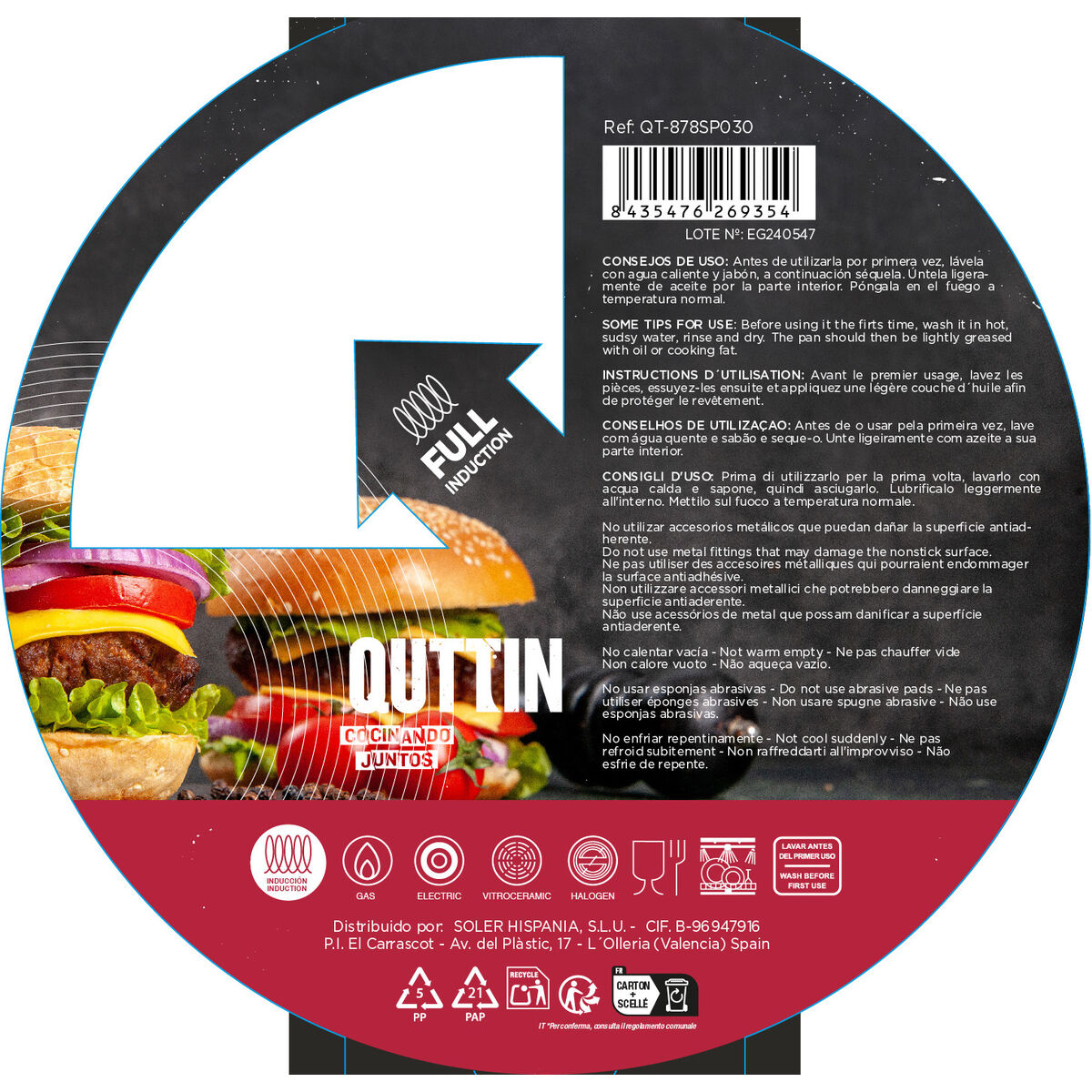 Pan Quttin Spiral Toughened aluminium  30 cm