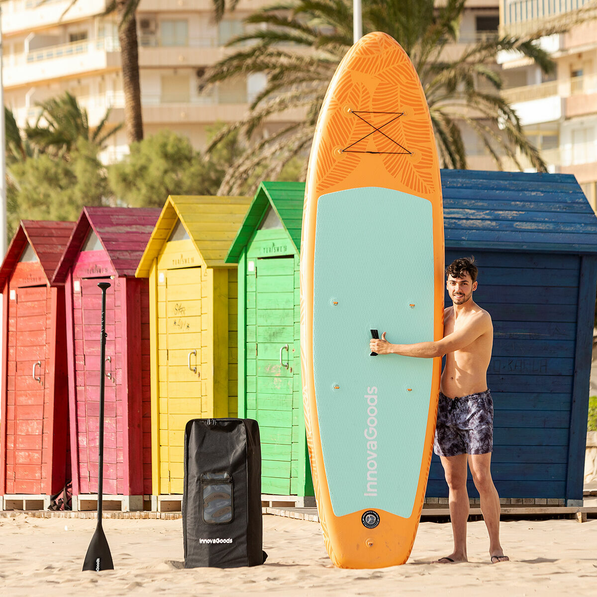 2-in-1 Inflatable Paddle Surf Board with Seat and Accessories Siros InnovaGoods Orange 10’5″ 320 cm (Refurbished A)
