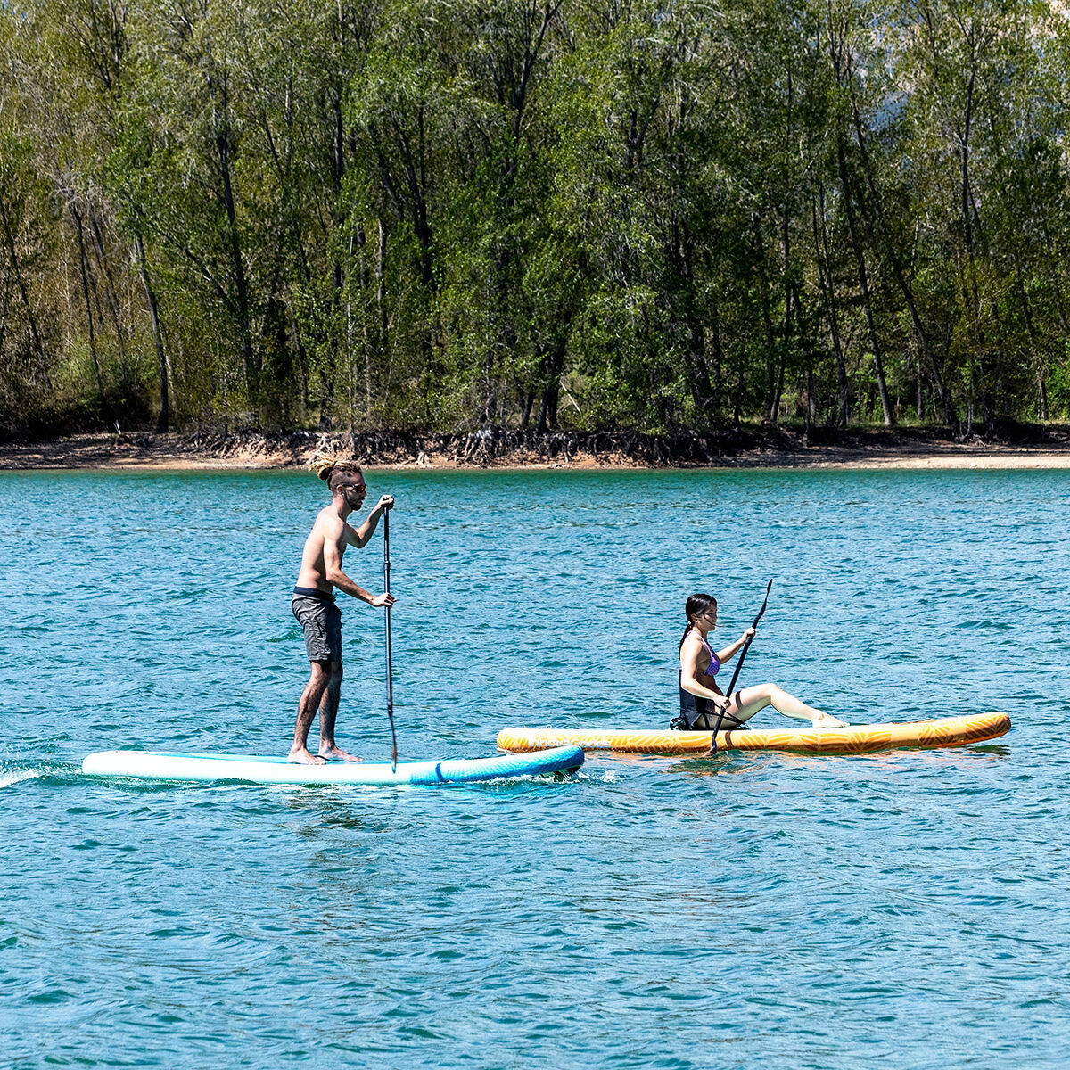 2-in-1 Inflatable Paddle Surf Board with Seat and Accessories Siros InnovaGoods 10’5″ 320 cm Orange (Refurbished A)