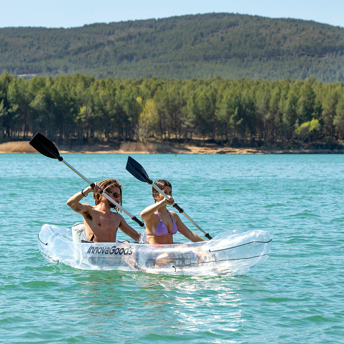Inflatable Transparent Kayak with Accessories Paros InnovaGoods 312 cm 2 places (Refurbished B)