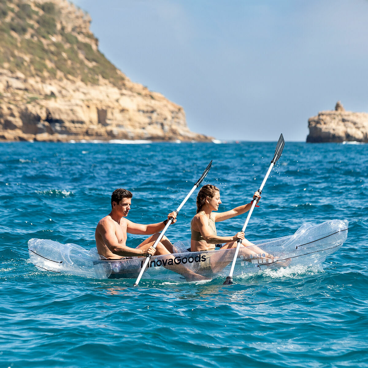 Inflatable Transparent Kayak with Accessories Paros InnovaGoods 312 cm 2 places (Refurbished B)