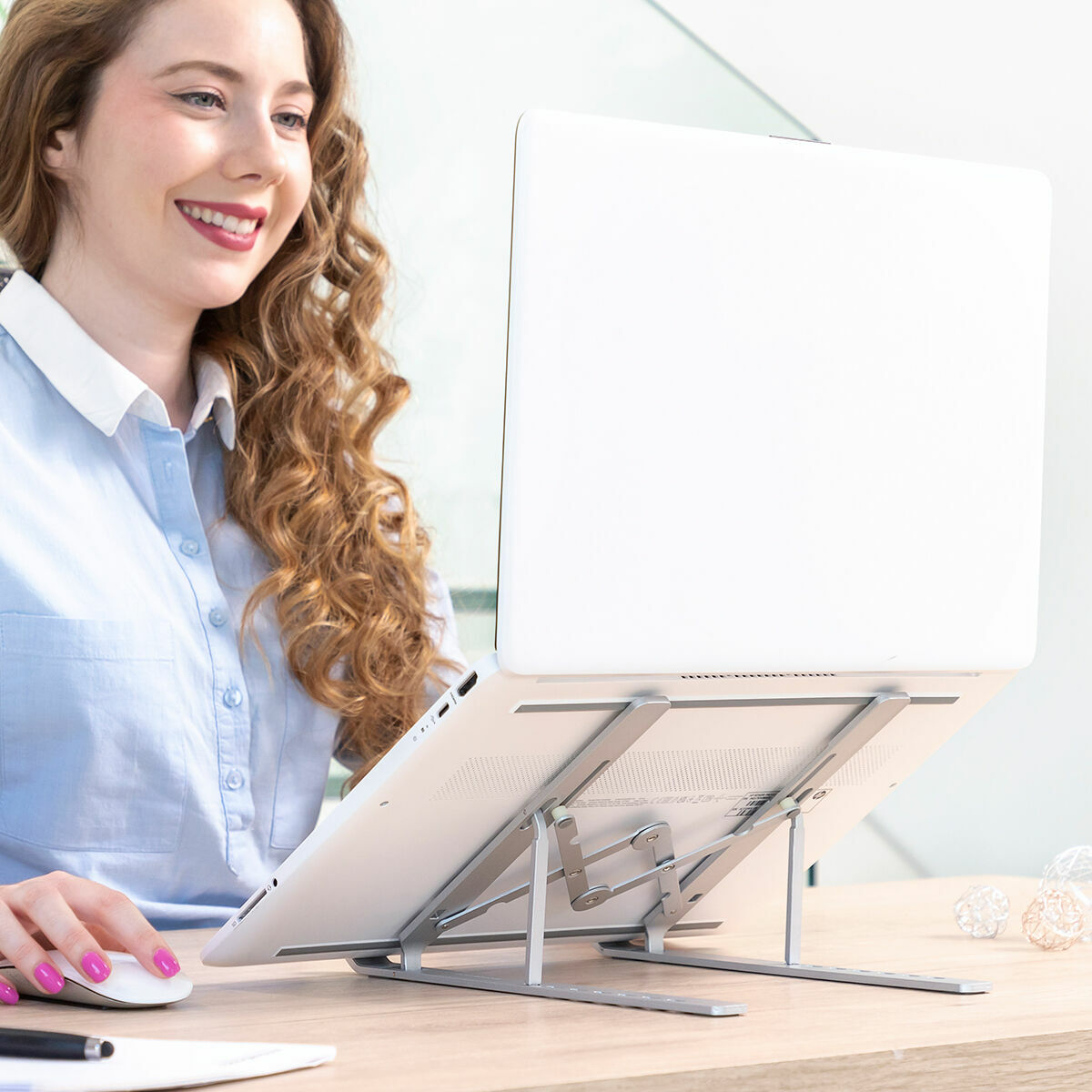 Folding and Adjustable Laptop Stand Flastan InnovaGoods Aluminium (Refurbished B)