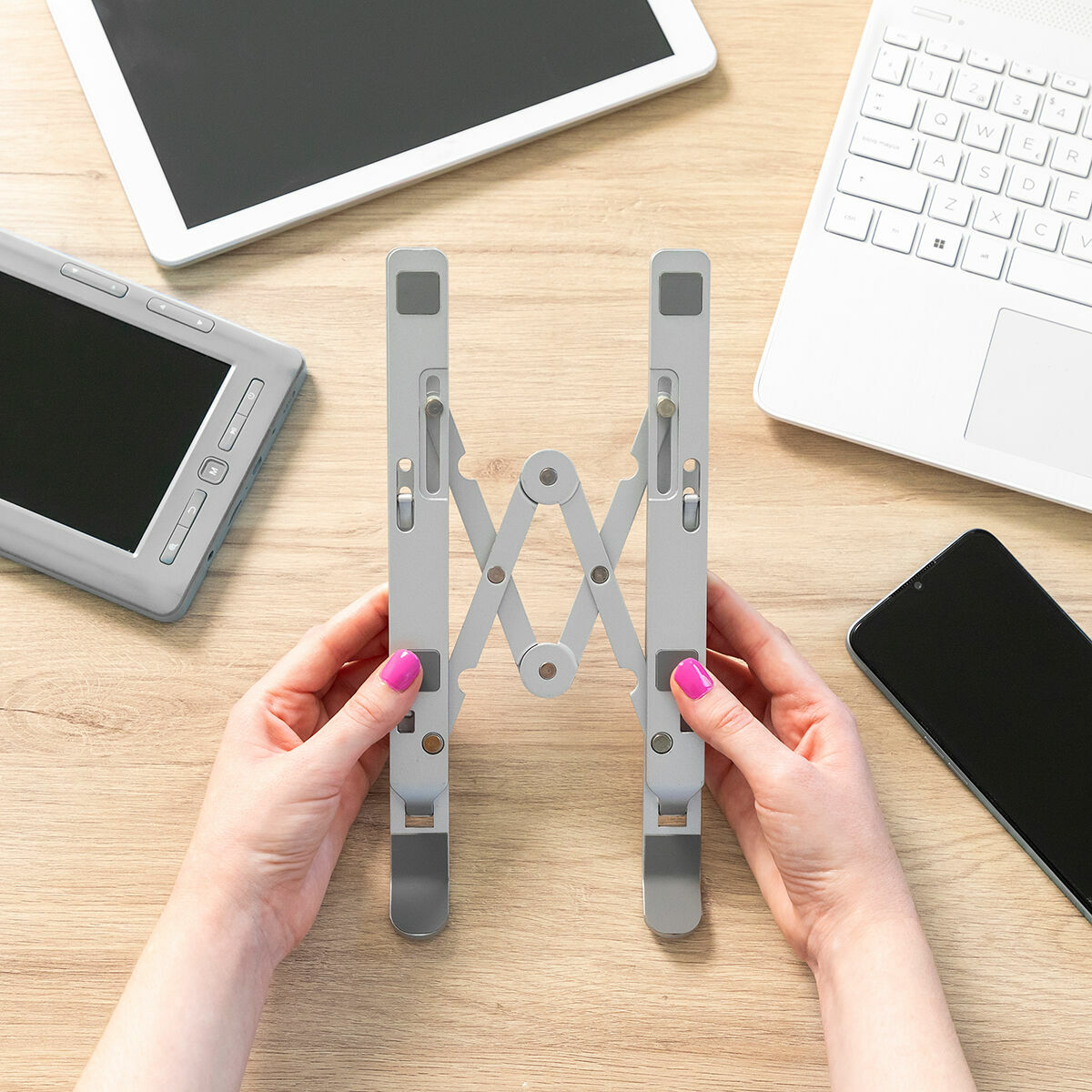 Folding and Adjustable Laptop Stand Flastan InnovaGoods Aluminium (Refurbished B)