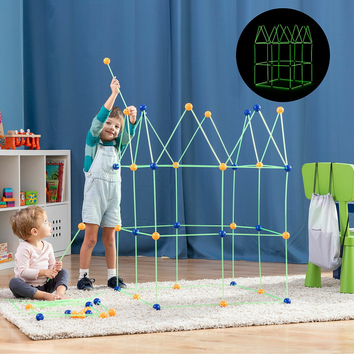 Childrens Fort Building Kit Builkitt InnovaGoods 155 Pieces