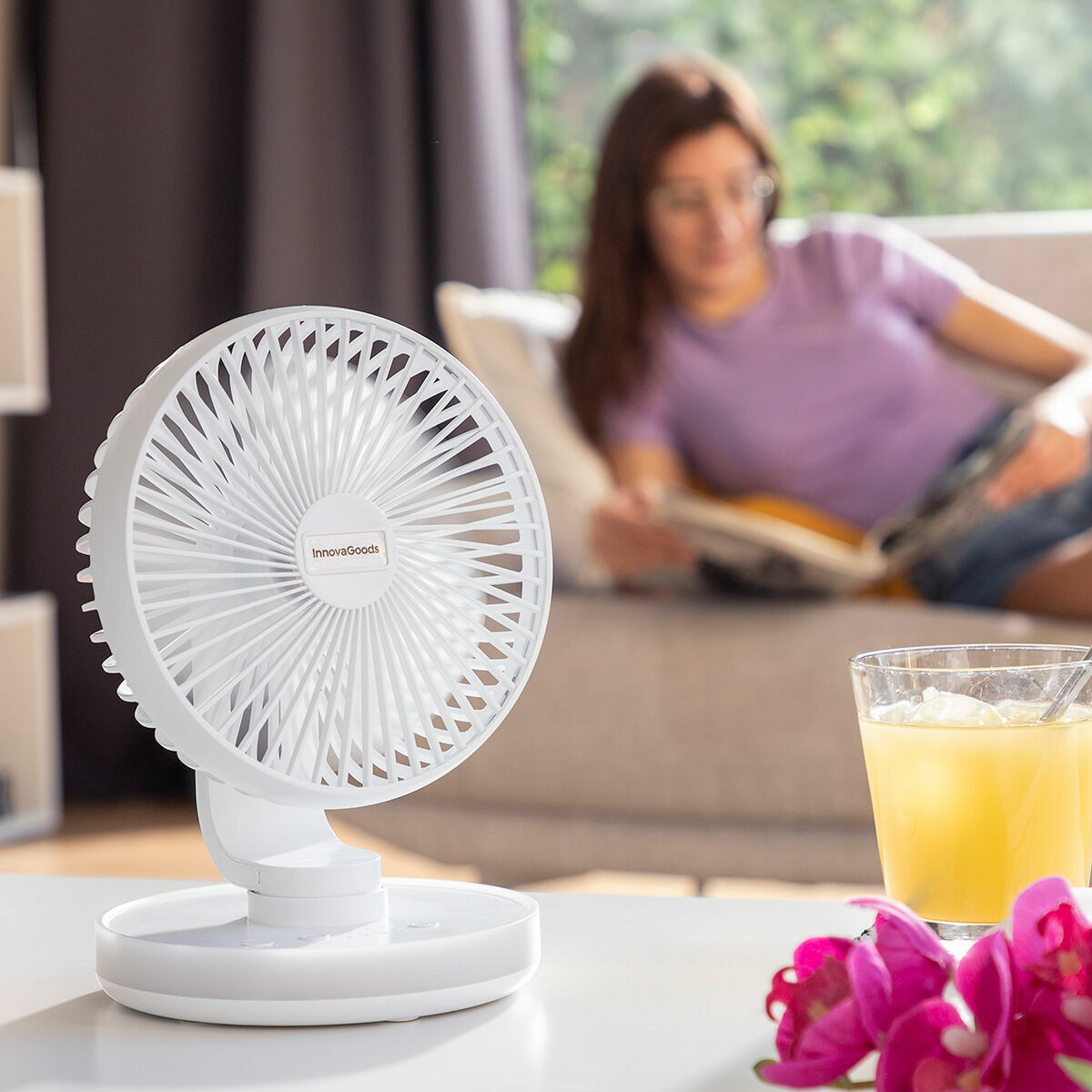 Rechargeable Desk Fan with LED FanLed InnovaGoods 6,6” 4000 mAh
