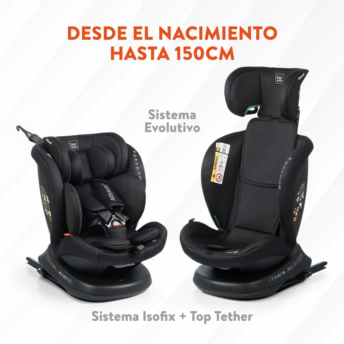 Car Chair Babyauto RODIA Black 0 (de 0 a 10 kilos) I (9 – 18 kg) II (15-25 kg) III (22 – 36 kg) Children’s ECE R129/04