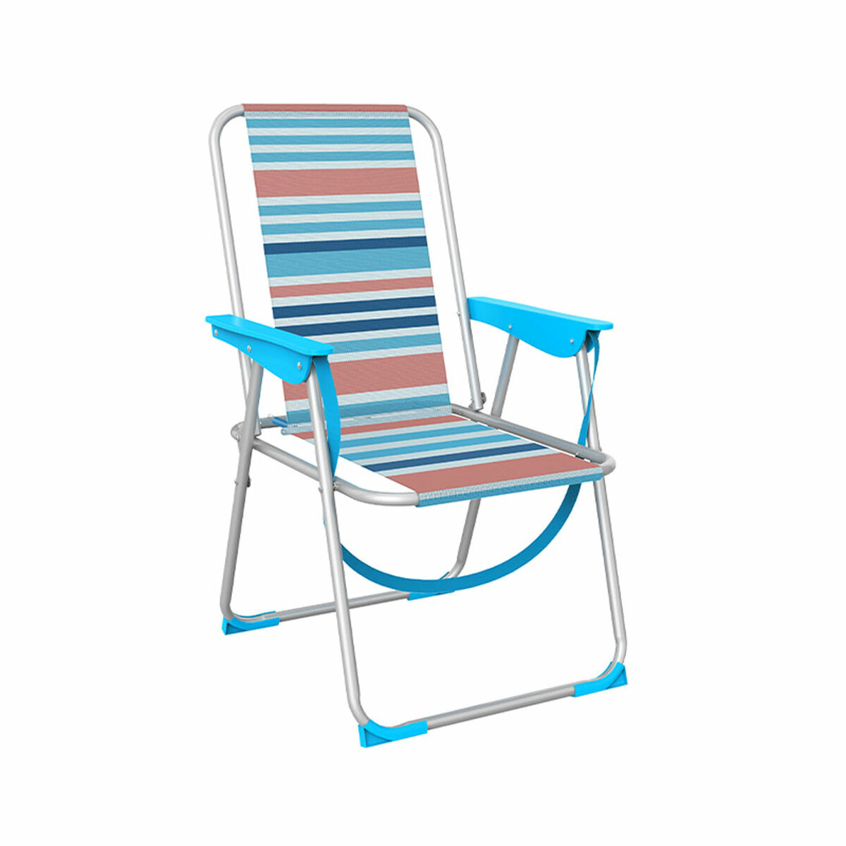 Marbueno Folding Chair Aluminum Orange and Blue Stripes Beach Pool 53X56X78 cm 103461 Marbueno Folding Chair Aluminum Orange and Blue Stripes Beach Pool 53X56X78 cm 103461