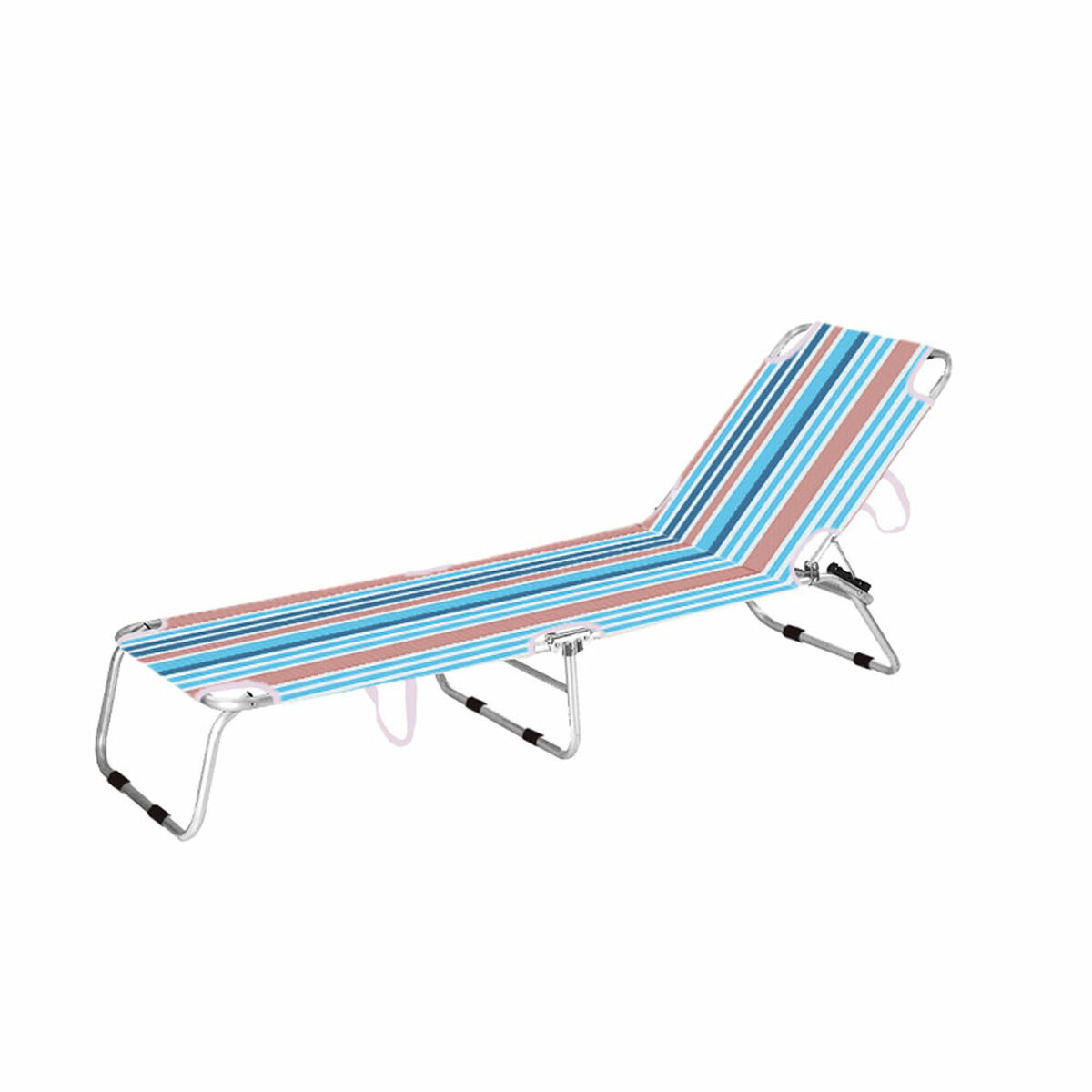 Marbueno Folding Lounger – Stripes Orange & Blue – Beach & Pool 187X58X24 cm 10466