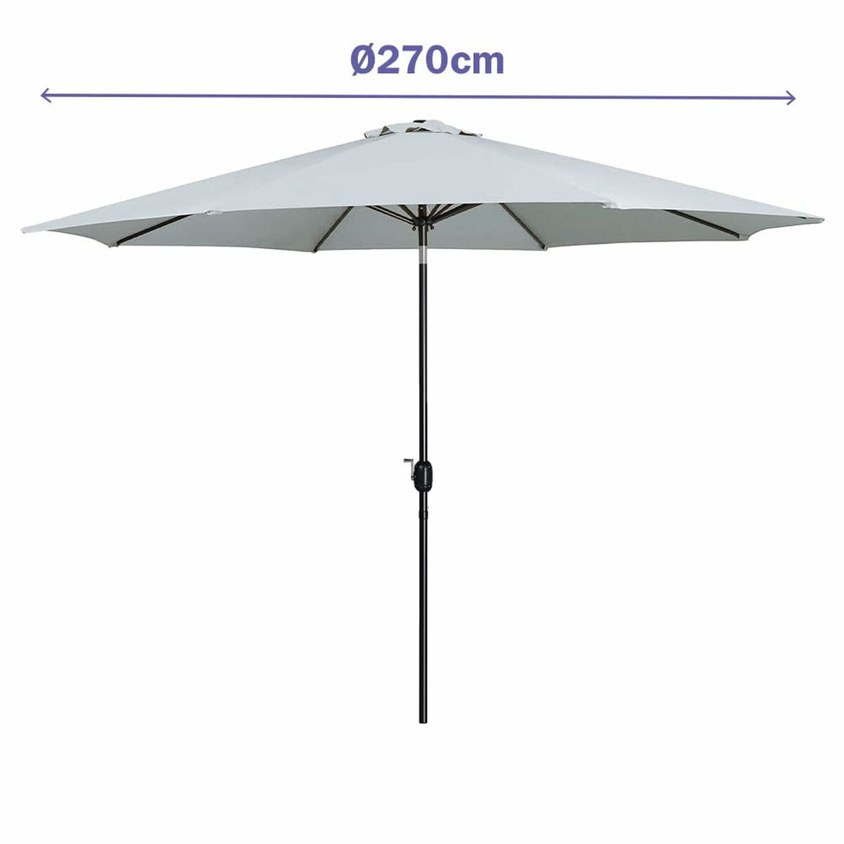 Marbueno Umbrella Steel 8 Ribs D270 cm Polyester White Garden, Pool, Terrace 10484