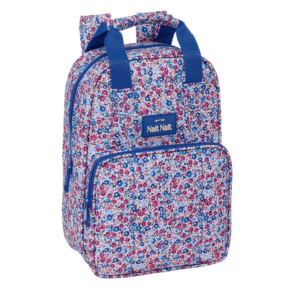 School Bag Nait Nait Flores coimbra azul Blue 20 x 28 x 8 cm School Bag Nait Nait Flores coimbra azul Blue 20 x 28 x 8 cm
