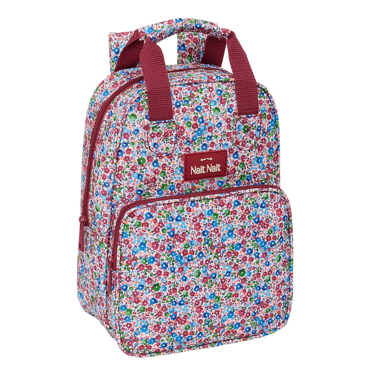 School Bag Nait Nait Flores coimbra burdeos Burgundy 20 x 28 x 8 cm School Bag Nait Nait Flores coimbra burdeos Burgundy 20 x 28 x 8 cm